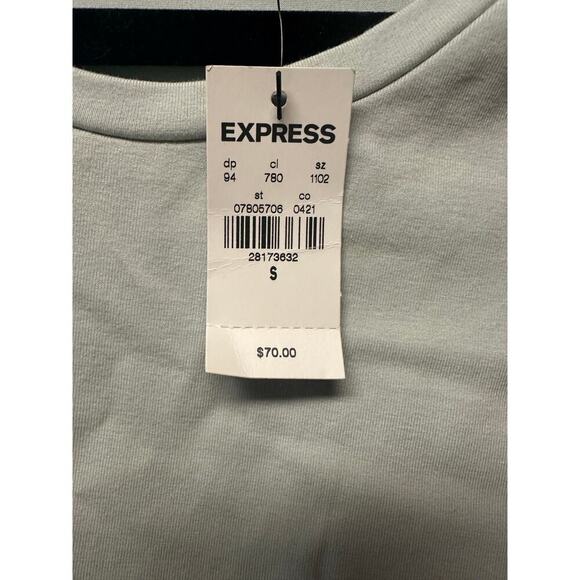 Express Womens Mint Green Stretchy Short Sleeve Knot Tie Mini Dress Sz S - Picture 2 of 2